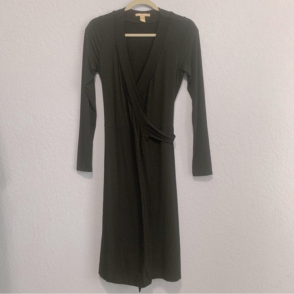Banana Republic Black Soft Wrap Long Sleeve Dress